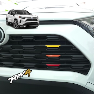 2019-25 RAV4 5th. Gen. 3-Color Stripe Grille Badge 3D Emblem Decal (3-pieces)