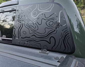 2016-23 Tacoma Rear Window Topo Map Vinyl Wraps (Left/Rear Sides)