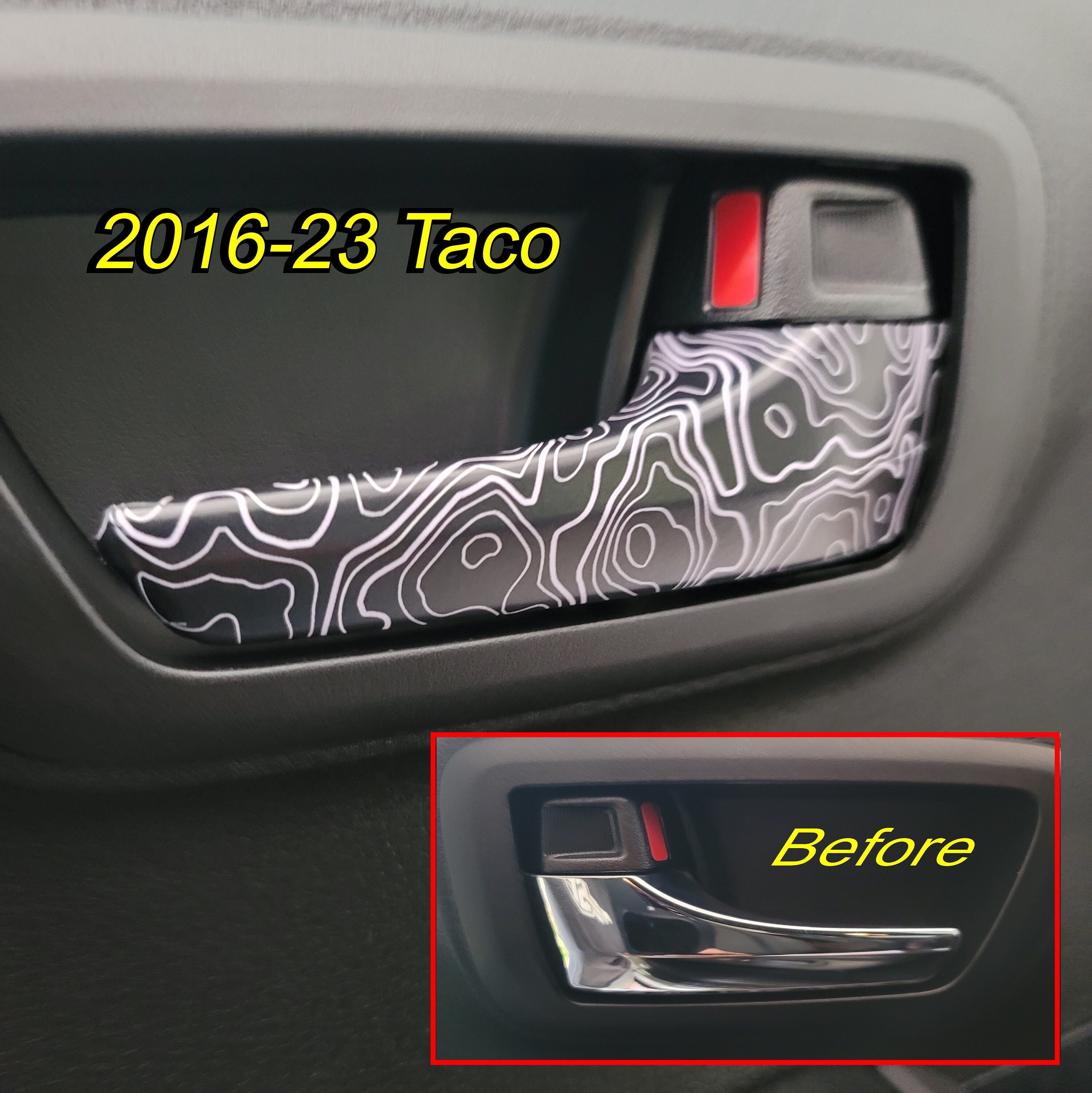 thumbnail image 2 of Glossy Piano Black Side Door Handle Covers For Toyota Tacoma 2016-2023 (Smart Key) 2 of 4