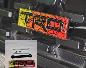 Heritage Tri-color Square Grille Badge Emblem Fit for Toyota Tacoma 4Runner Tundra Rav4(where they fit is with screws or 3M Adhesive Tape)