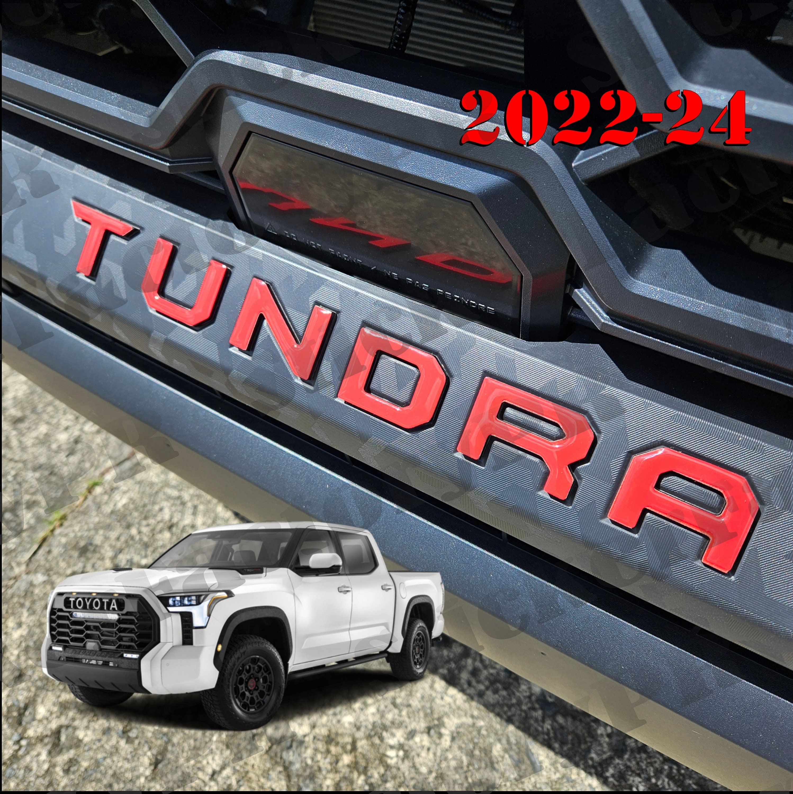 Tundra TRD Front Bumper Letters: Plastic Inserts With 3m Double