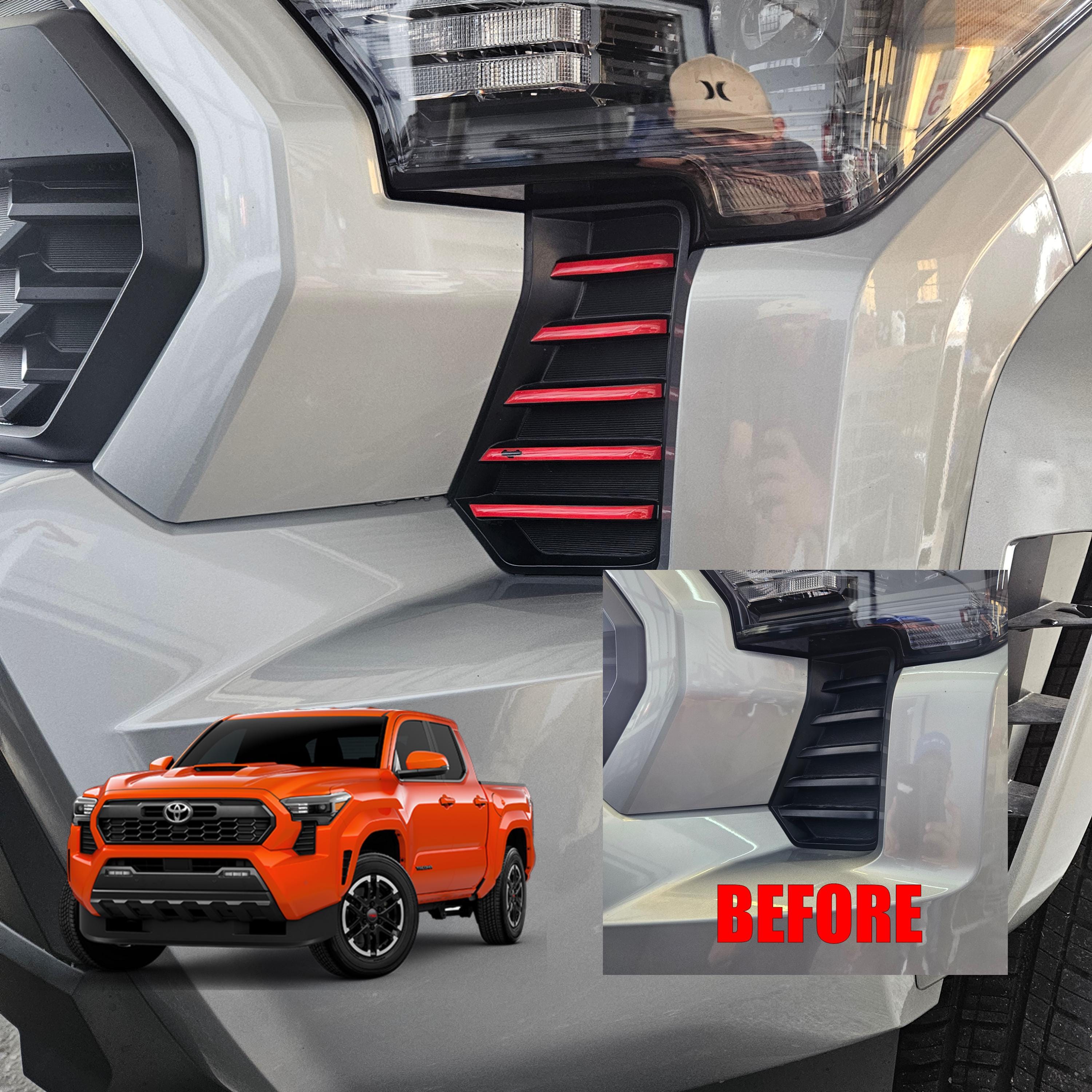 Red Front Headlights Grille Vent Trim Cover Frame For Toyota Tundra - View #10