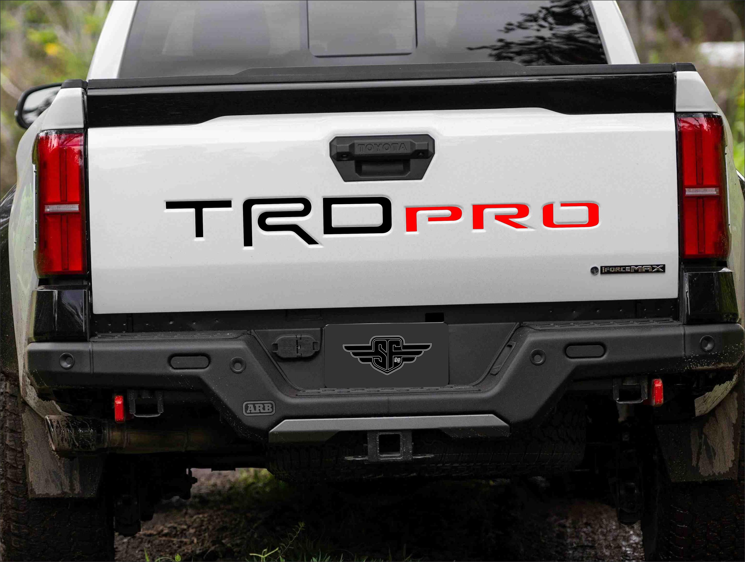 2024-25+ Tacoma TRD PRO Tailgate Insert Letters (Plastic Carbon Forged Look/Red)(Black Satin), (Black Gloss)
