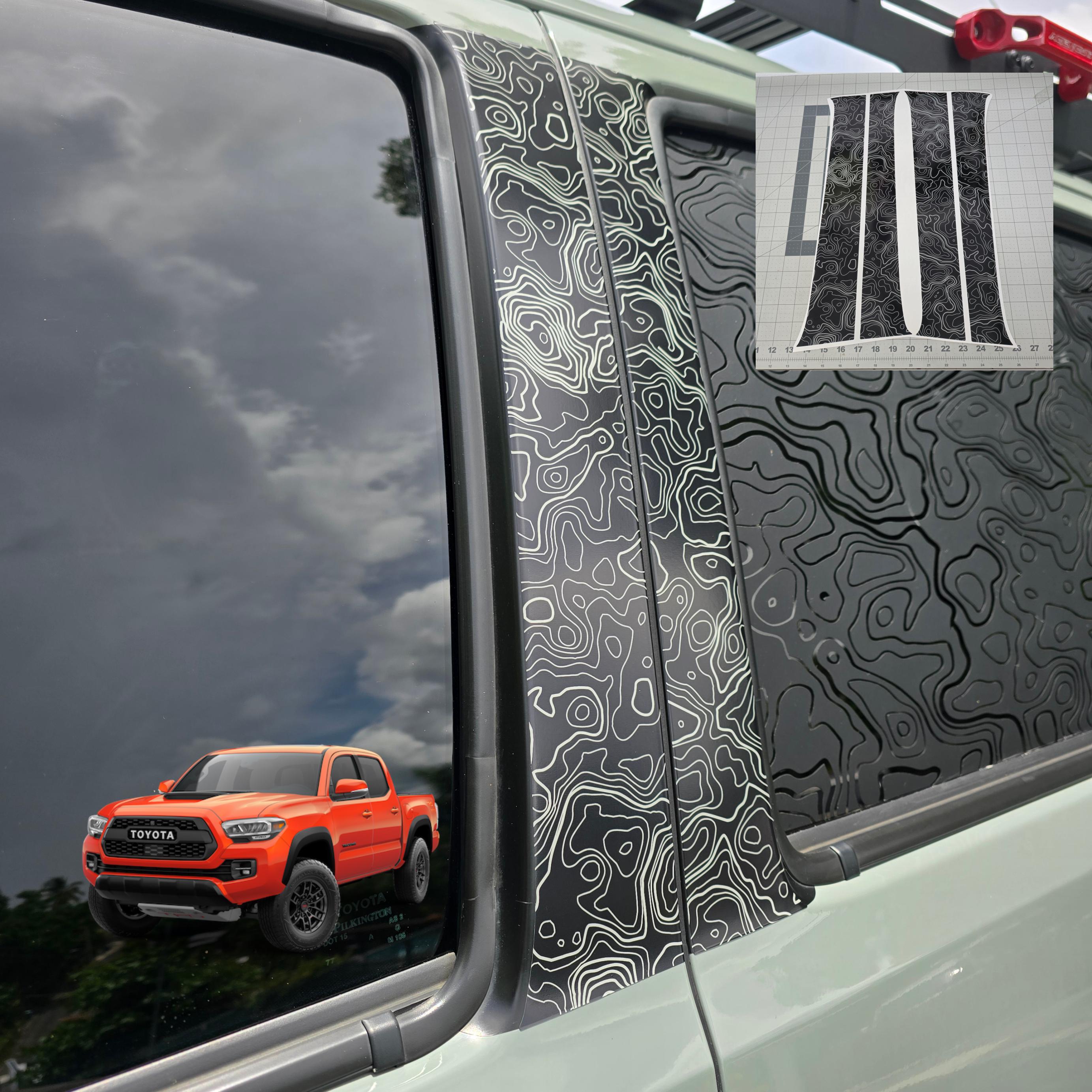 TACOMA 3RD. Gen. Door Pillar Wraps Topologic and Carbon Forged.