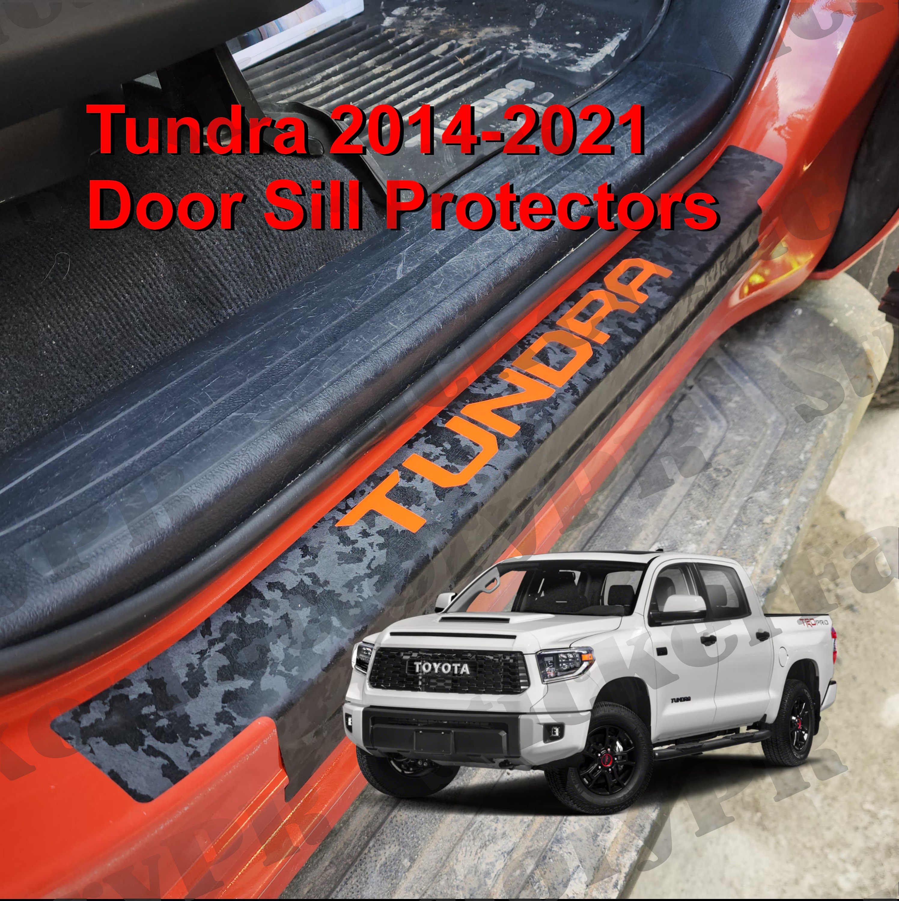 Tundra Forged Carbon Vinyl Door Sill Protectors 2014-2021 (4