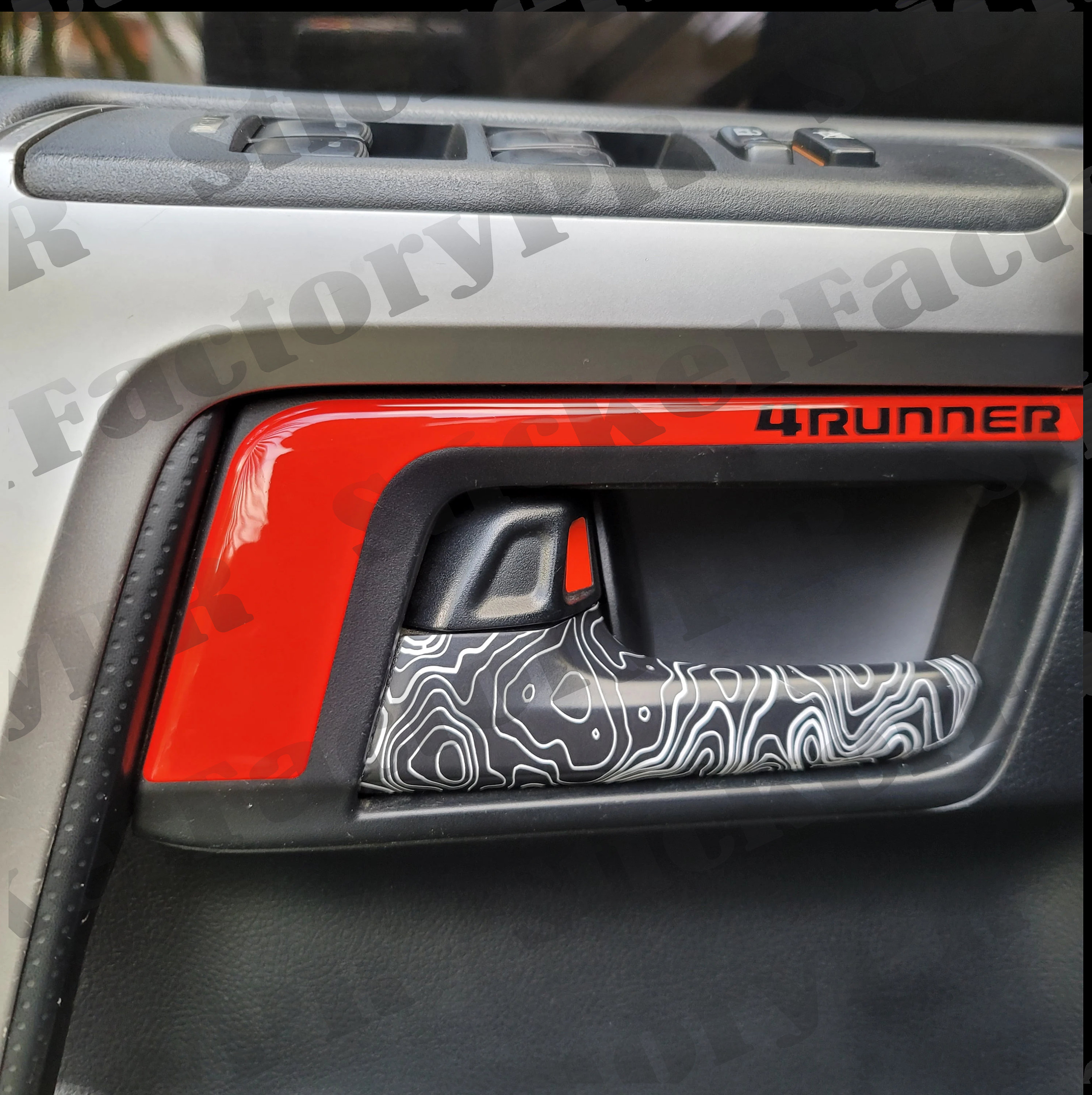 Savadi-Car 4-Piece Inner Door Handle Bowl Cover Trim – Black Wood Grain For Toyota 4Runner 2017-2022
