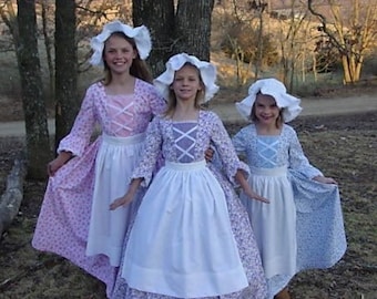 Historical Period Clothing Costume Colonial Girl Dress -Purple Day Dress- Child Size