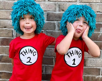 Thing 1 thing 2 Halloween costume dress up boy girl family matching thing 1-9 dr suess story time **READ DESCRIPTION**