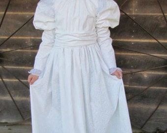 White Helen Keller Costume Historical Character Old Fashioned 1800s Dress The Miracle Worker Child Size