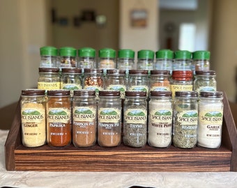 Tabletop Spice Rack, Handmade out of Exotic Zebrawood and Walnut Wood, Elegant Kitchen Organizer, Fits up to 27 Standard Spice Jars