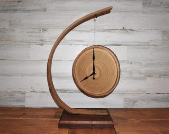 Hanging Wooden Clock | Handmade with White Oak and Walnut
