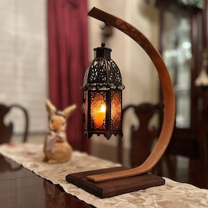 Hanging Candle Lantern Holder with Lantern | Handmade with White Oak, Walnut