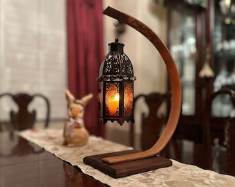 Hanging Candle Lantern Holder with Lantern | Handmade with White Oak, Walnut