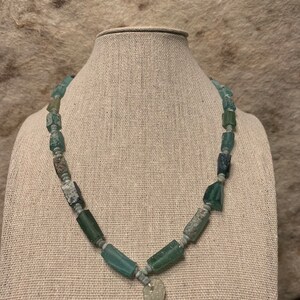 Antique old glass necklace hand made