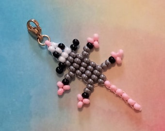 Beaded Possum Charm Keychain