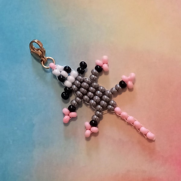 Beaded Possum Charm Keychain