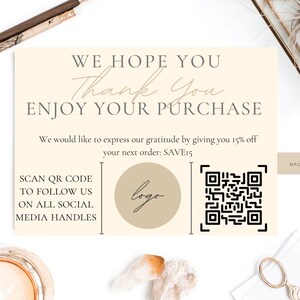 Minimalist Thank You Card for Small Business Template, Thank you card for purchase, Business Thank you card