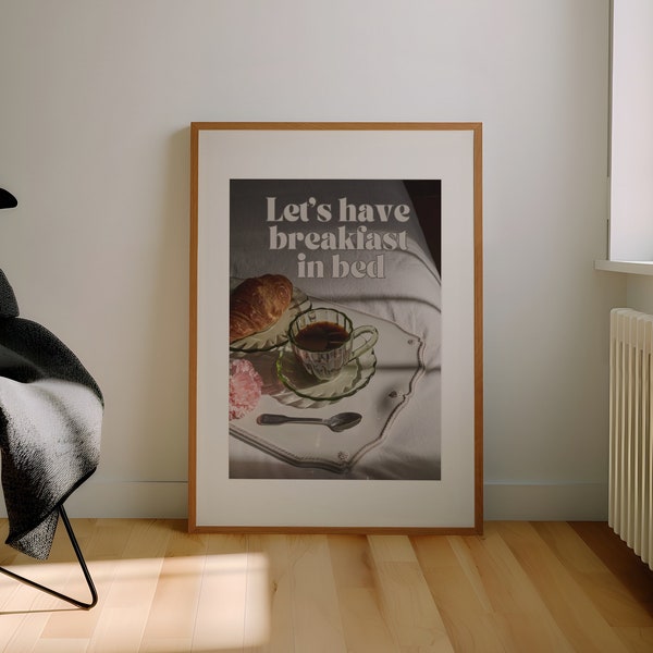 Let's Have Breakfast In Bed Poster | Vintage Wall Art | Vintage Print | Vintage Breakfast Poster | Retro Wall Art |