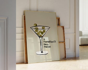 Dirty Martini Print | Martini Wall Art | Olives Wall Art | Aesthetic Wall Art | Aesthetic Print | Modern Kitchen Wall Art | Custom Print