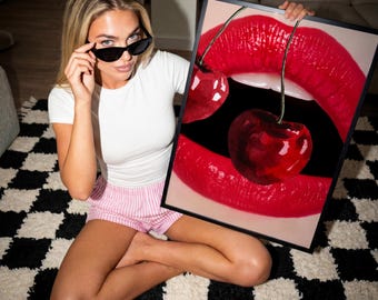 Cherry Lips Print | Maximalist Wall Art (Digitaler Download)