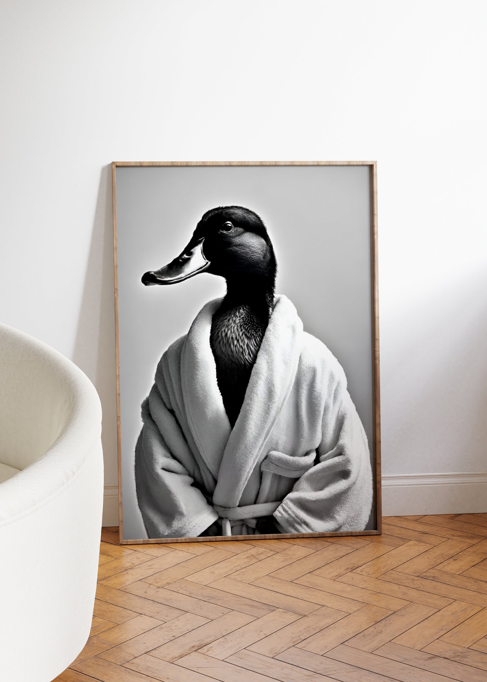 Duck in A Bathrobe Print | Bath Animal Print | Duck Bathroom Print ...