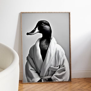 Duck in A Bathrobe Print | Bath Animal Print | Duck Bathroom Print ...