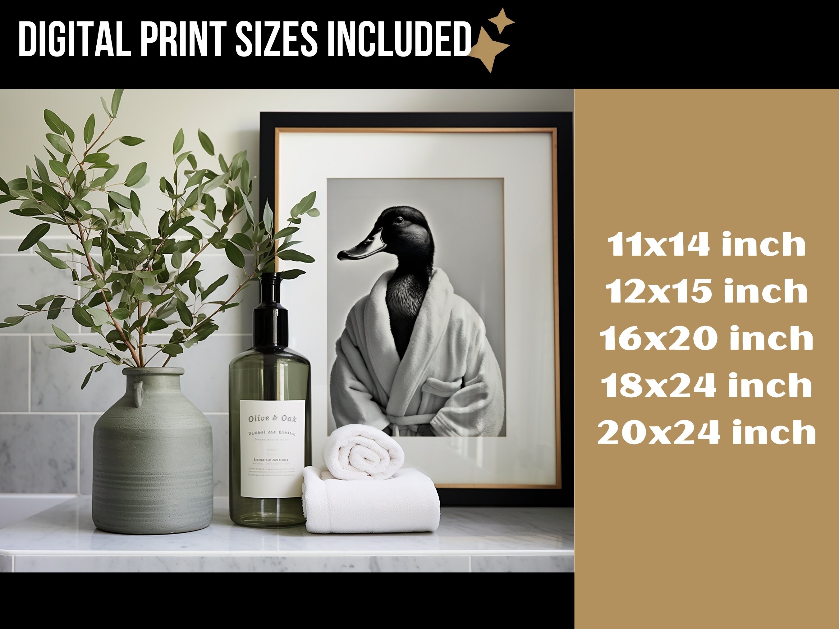 Duck in A Bathrobe Print | Bath Animal Print | Duck Bathroom Print ...