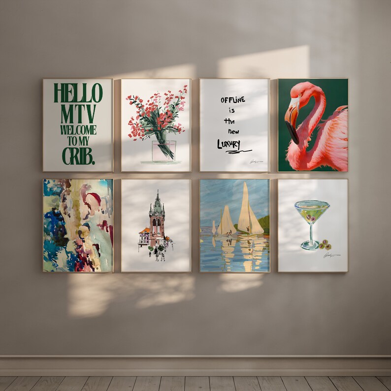 Hello MTV to My Crib Set of 8 MTV Wall Art Nostalgia Print