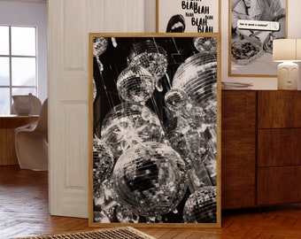 Disco Ball Black and White Print | Disco Ball Poster | Disco Ball Wall Art | Trendy Disco Ball Wall Art | Disco Ball Wall Decor | Trendy Art