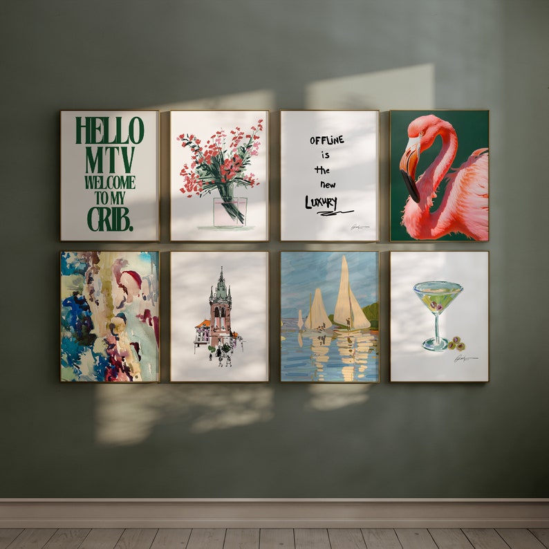 Hello MTV to My Crib Set of 8 MTV Wall Art Nostalgia Print