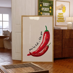 Chili Paprika Poster | Chili Pepper Wandkunst | Moderne Küche Wandkunst | Trendy Küchenkunst Küche Poster | Heißes Poster | Esszimmer Kunst