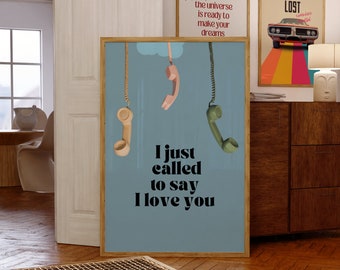 Called To Say I Love You Print | Retro Phone Print | Vintage Phone Print | I Love You Retro Wall Art | Retro Poster | Trendy Retro Print