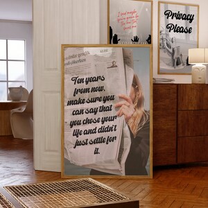 Póster vintage "Dentro de diez años" / Póster vintage con cita inspiradora / Impresión vintage / Impresión de periódico / Póster de periódico / Arte de periódico