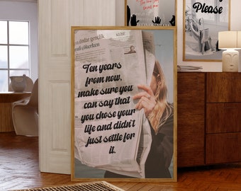 Ten Years From Now Vintage Poster | Vintage Inspirational Quote Poster | Vintage Print | Newspaper Print | Newspaper Poster | Newspaper Art