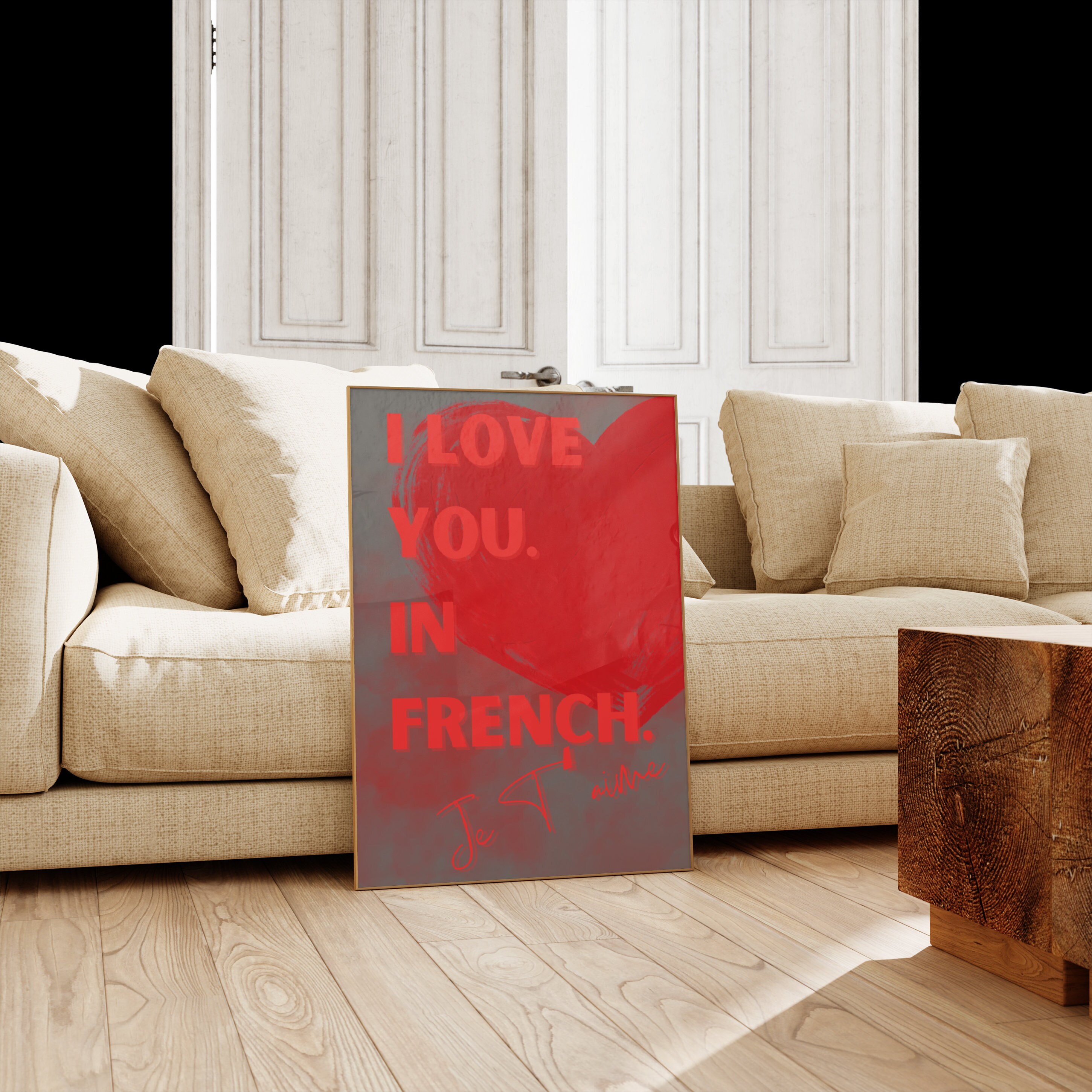 Ich liebe dich auf Französisch Poster I Love You In French Print Je