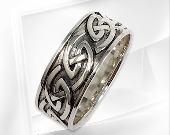 Anillo de plata de ley con nudo celta para hombre, anillo de banda celta, joyería con nudo irlandés, anillo de banda de plata maciza 925 para hombre, anillo vikingo de plata.