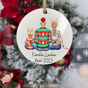 Personalized Wooden Christmas Ornament | Character Family | Personalized by hand in Charente | Artniia