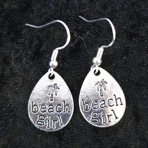 Cute &quot;Beach Girl&quot; earrings with sterling ear wires