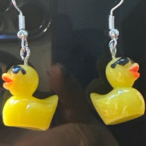 Mini Rubber Ducky Duck earrings orange