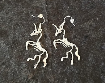 Unicorn Skeleton Dangle Earrings