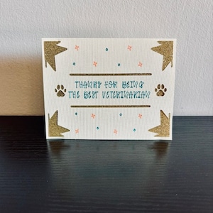 Veterinarian Thank You Card: Gold Glitter Paw Prints