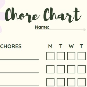 Chore Chart Printable - Etsy