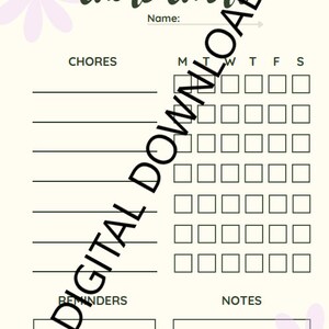 Chore Chart Printable - Etsy