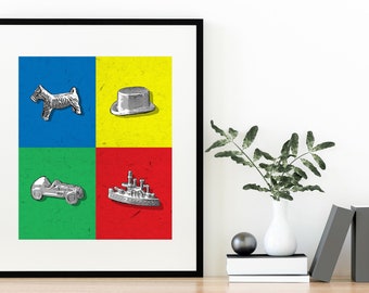 Monopoly Art, Monopoly game wall decor, play room art, gameroom decor, instant download