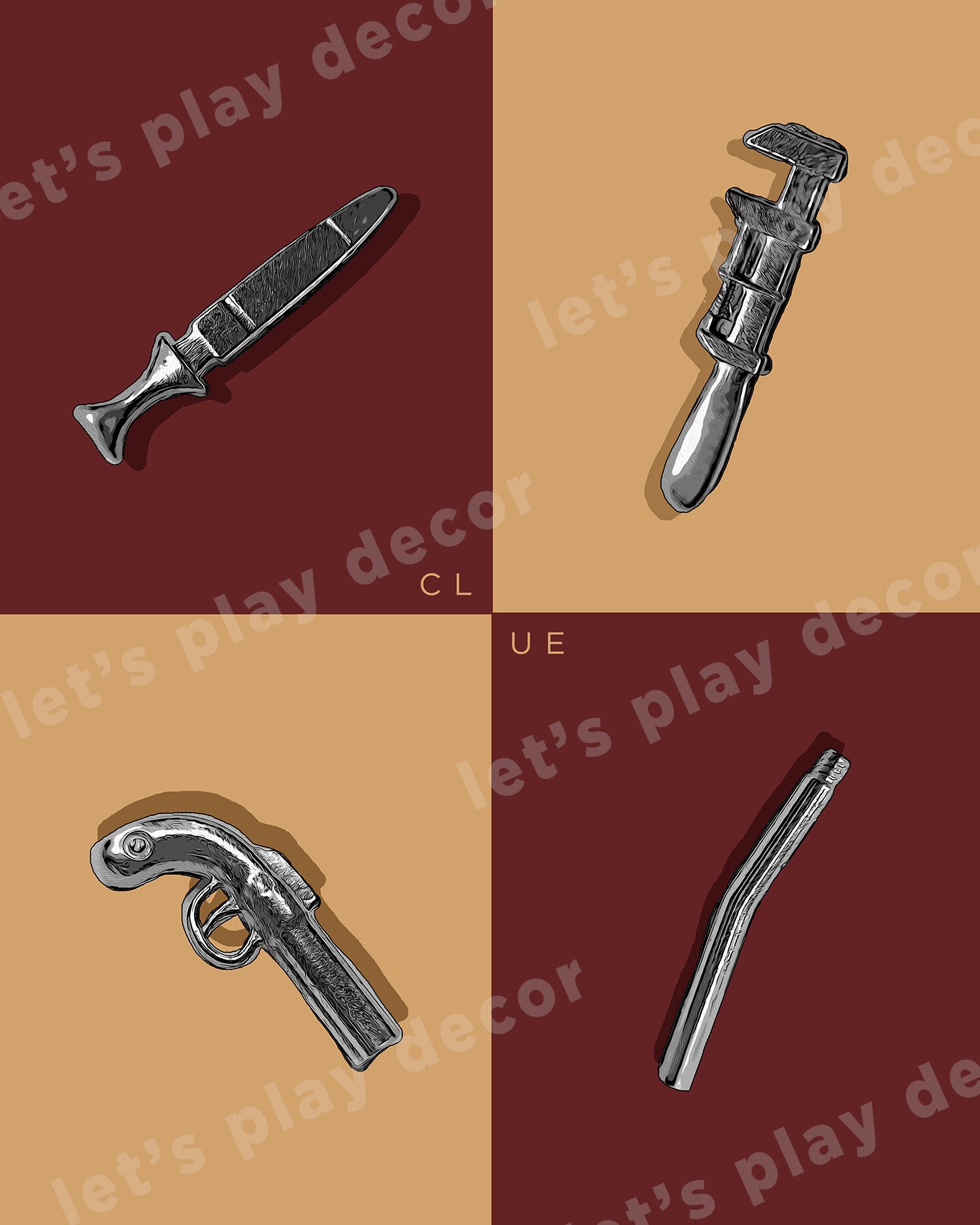 Clue Game Art Playroom Game Room Wall Decor Clue Theme Etsy