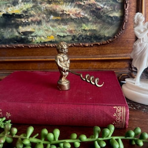 Vintage Solid Brass Naughty Boy Corkscrew Bottle Opener