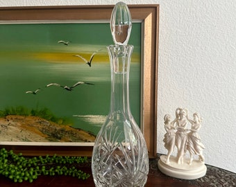 Vintage Bohemian Cut Crystal Fan Pattern Decanter with Stopper