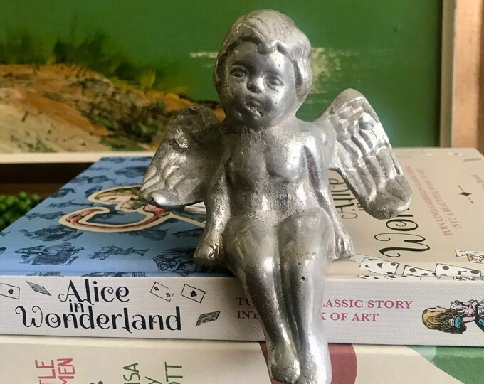 Vintage Cast Aluminum Cherub Shelf Sitter Statue Etsy
