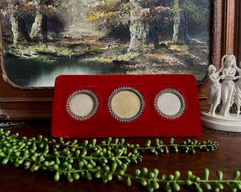Vintage Brass and Red Velvet Triptych Picture Frame