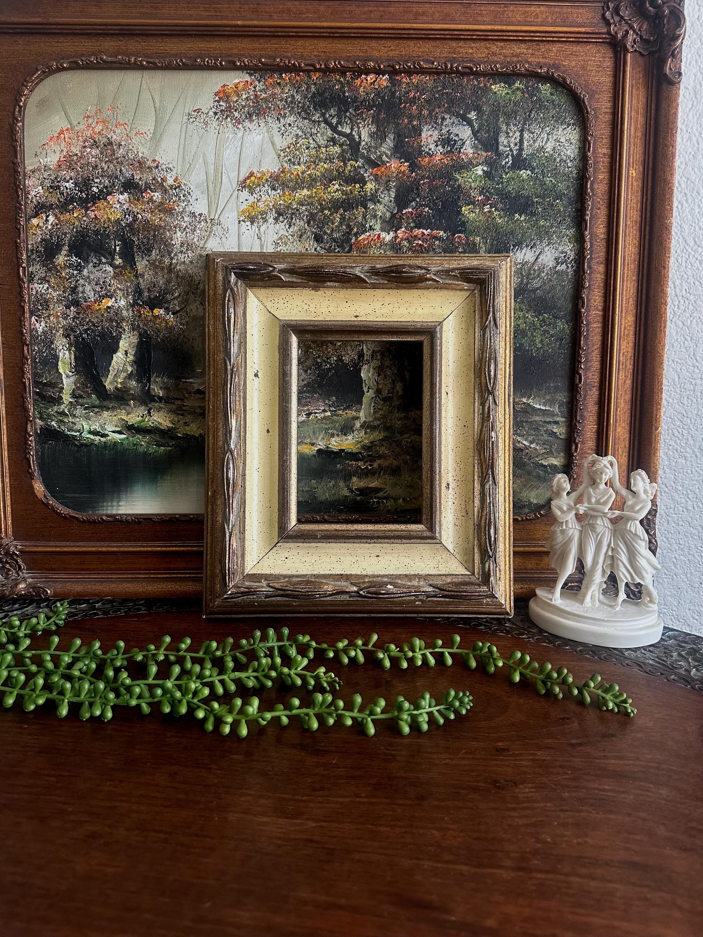 額縁 1970~ Wood Frame Vintage Poster 1970's Vintage Carved Wood Jungle Theme 5 X 7 Tabletop